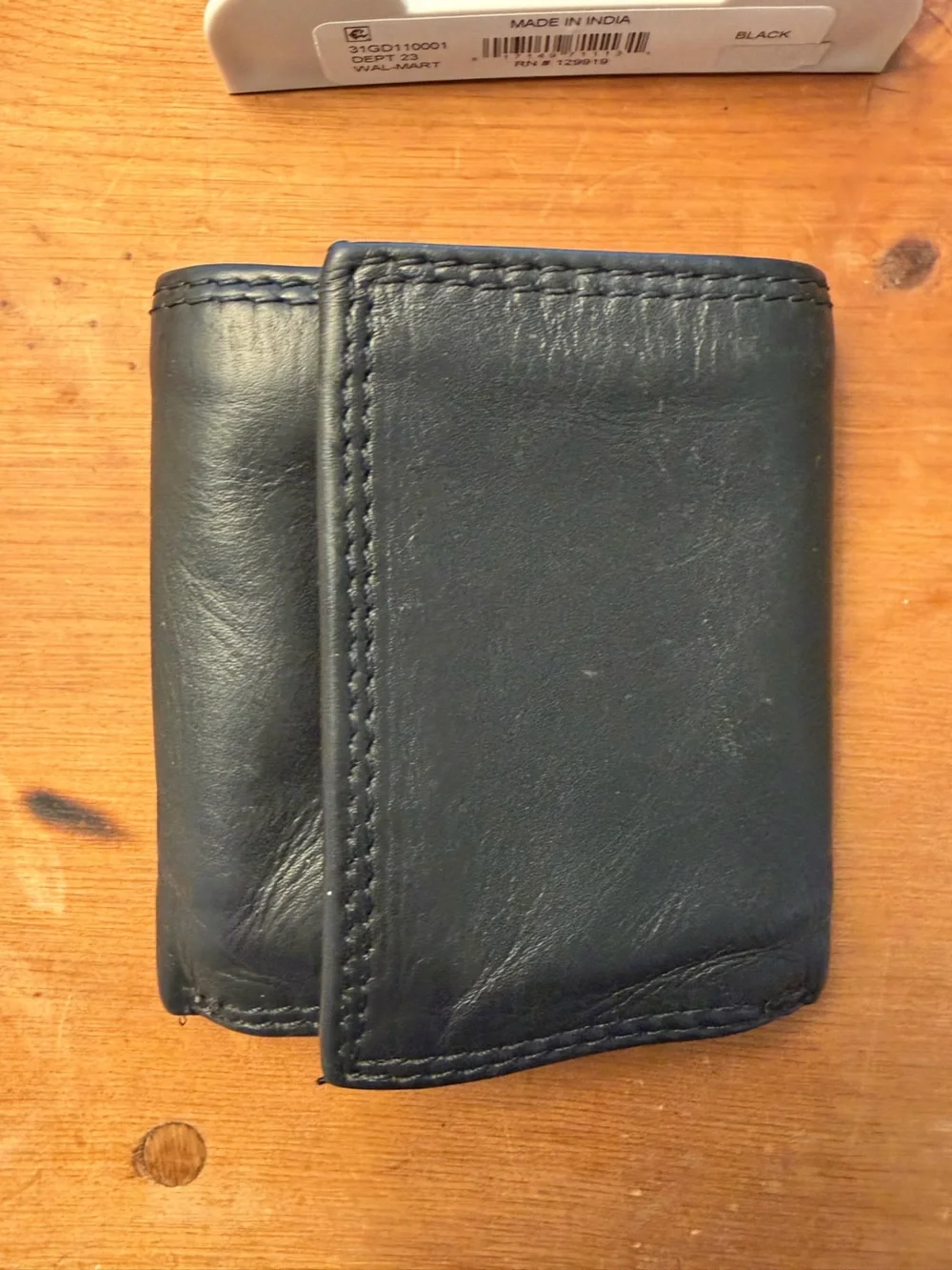 Dickies Black Leather Bifold Wallet with Metal Logo